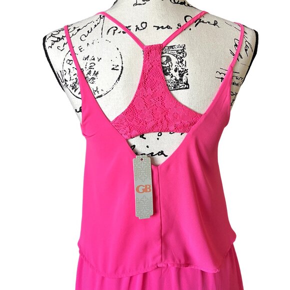 Gianni Bini GB Hot Pink Strappy Back Sleeveless Tiered Dress Size XS - Picture 5 of 5